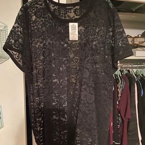 Torrid Black Lace Tee Size 2 NWT